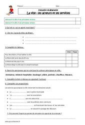 La ville - Les acteurs et les services - Examen Evaluation : 3eme Primaire - PDF à imprimer