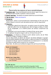 Saisons - Fiche de préparation : 3eme Maternelle - Cycle Fondamental - PDF à imprimer