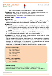Saisons - Séquence - Fiche de préparation : 3eme Maternelle - Cycle Fondamental - PDF à imprimer