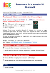 IEF Instruction En Famille, École à la maison pour la Semaine 31 - école à la maison IEF - Fiches  : 1ere Secondaire