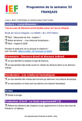 IEF Instruction En Famille, École à la maison pour la Semaine 33 - école à la maison IEF - Fiches  : 1ere Secondaire