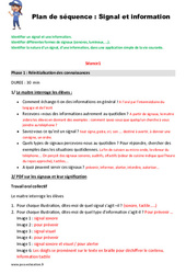 Séquence - Fiche de préparation Signal et information - Séquence - Fiche de préparation : 4eme, 5eme Primaire - PDF à imprimer