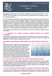 L’écologie et l’Homme - Littérature : 2eme Secondaire - PDF à imprimer