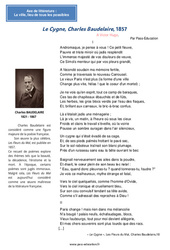 Exercice Le Cygne, Charles Baudelaire 1857 - Littérature : 2eme Secondaire - PDF à imprimer