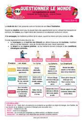 Comparer les modes de vies - Fiches vivre en France, vivre ailleurs - Cours, Leçon - Apis & ses amis : 3eme Primaire - PDF à imprimer