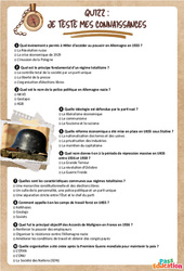 Exercice Démocraties et Totalitarisme dans l’Entre - Deux - Guerres - Fiche de révision Brevet / Quiz : 3eme Secondaire - Cycle 4 - PDF à imprimer