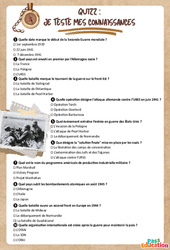 La 2nde guerre mondiale - Fiche de révision Brevet / Quiz : 3eme Secondaire - Cycle 4 - PDF à imprimer