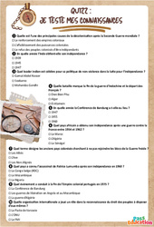 De la décolonisation aux nouveaux Etats - Fiche de révision Brevet / Quiz : 3eme Secondaire - Cycle 4 - PDF à imprimer
