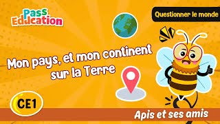 Mon pays, et mon continent sur la Terre - Vidéo pédagogique - Apis & ses amis : 2eme Primaire
