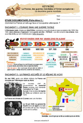 La deuxième guerre mondiale  - Exercices : 5eme Primaire - Cycle 3 - PDF à imprimer