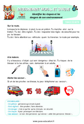 Identifier les risques et les dangers de son environnement - Cours, Leçon - EMC : 1ere Primaire - Cycle 2 - PDF à imprimer