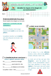 Identifier les risques et les dangers de son environnement - Exercices - EMC : 1ere Primaire - Cycle 2 - PDF à imprimer