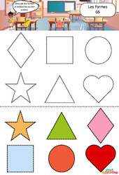 Les formes - Apprendre à découper : 3eme Maternelle - Cycle Fondamental - Cycle 1 - PDF à imprimer