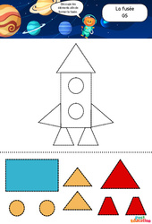 La fusée - Apprendre à découper : 3eme Maternelle - Cycle Fondamental - Cycle 1 - PDF à imprimer