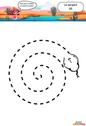 Le serpent - Apprendre à découper : 3eme Maternelle - Cycle Fondamental - Cycle 1 - PDF à imprimer