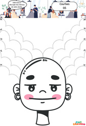 Les cheveux - Courbes - Apprendre à découper : 3eme Maternelle - Cycle Fondamental - Cycle 1 - PDF à imprimer
