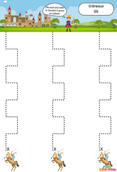 Le Chevalier - Créneaux - Apprendre à découper : 3eme Maternelle - Cycle Fondamental - Cycle 1 - PDF à imprimer
