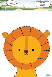 Le lion - Apprendre à découper : 2eme, 3eme Maternelle - Cycle Fondamental - Cycle 1 - PDF à imprimer