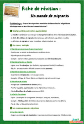 Un monde de migrants - Fiches de révision : 2eme Secondaire - Cycle 4 - PDF à imprimer