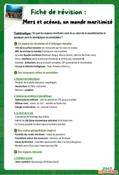 Mers et océans, un monde maritimisé - Fiches de révision : 2eme Secondaire - Cycle 4 - PDF à imprimer