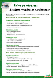 Les États - Unis dans la mondialisation - Fiches de révision : 2eme Secondaire - Cycle 4 - PDF à imprimer