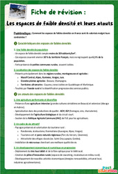 Les espaces de faible densité et leurs atouts - Fiche de révision Brevet / Quiz : 3eme Secondaire - Cycle 4 - PDF à imprimer