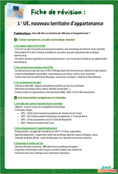 L’UE, nouveau territoire d'appartenance - Fiche de révision Brevet / Quiz : 3eme Secondaire - Cycle 4 - PDF à imprimer