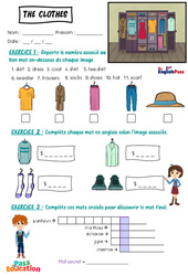 Exercice Clothes - Exercices - Apprends l'anglais avec Kelly and James : 3eme Maternelle, [Primaire] - PDF à imprimer