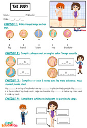 Exercice The body - Exercices - Apprends l'anglais avec Kelly and James : 3eme Maternelle, [Primaire] - PDF à imprimer