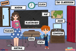 The classroom - Vocabulaire - Cours, Leçon/Flashcard - Apprends l'anglais avec Kelly and James : 3eme Maternelle, [Primaire] - PDF à imprimer