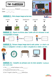 The classroom - Vocabulaire - Exercices - Apprends l'anglais avec Kelly and James : 3eme Maternelle, [Primaire] - PDF à imprimer