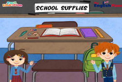 School supplies - Vocabulaire - Séquence complète - Apprends l'anglais avec Kelly and James : 3eme Maternelle, [Primaire] - Cycle 2 - PDF à imprimer