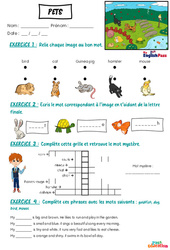Animals (Pets) - Vocabulaire - Exercices - Apprends l'anglais avec Kelly and James : 3eme Maternelle, [Primaire] - Cycle 1 - PDF à imprimer