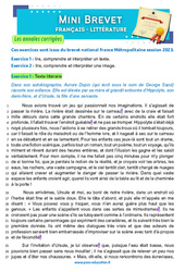 Histoire de ma vie - G. Sand - Mini - brevet - Français - Annales corrigées : 3eme Secondaire - Cycle 4 - PDF à imprimer