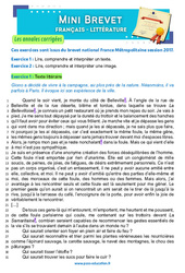 Les Vraies Richesses - Jean Giono - Mini - brevet - Français - Annales corrigées : 3eme Secondaire - Cycle 4 - PDF à imprimer