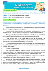 L’enfant multiple - A. Chedid - Mini - brevet - Français - Annales corrigées : 3eme Secondaire - Cycle 4 - PDF à imprimer