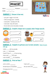 At breakfast - Vocabulaire - Exercices - Apprends l'anglais avec Kelly and James : 3eme Maternelle, [Primaire] - Cycle 2 - PDF à imprimer