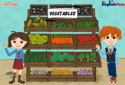 Jeux en ligne : Vegetables - Vidéo interactive - Apprends l'anglais avec Kelly and James : 3eme Maternelle, [Primaire]
