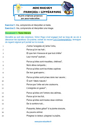 Les contemplations - Victor HUGO - Mini - brevet français - Sujet inédit : 3eme Secondaire - PDF à imprimer