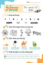Le son [a] - Phonologie anglaise - Carousel of Sounds - Vidéo interactive + Fiche : 3eme Maternelle, [Primaire] - Cycle 2 - PDF à imprimer