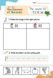 Le son [t] - Phonologie anglaise - Carousel of Sounds - Vidéo interactive + Fiche : 3eme Maternelle, [Primaire] - Cycle 2 - PDF à imprimer