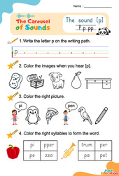 Le son [p] - Phonologie anglaise - Carousel of Sounds - Vidéo interactive + Fiche : 3eme Maternelle, [Primaire] - Cycle 2 - PDF à imprimer