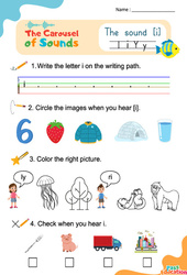 Le son [i] - Phonologie anglaise - Carousel of Sounds - Vidéo interactive + Fiche : 3eme Maternelle, [Primaire] - Cycle 2 - PDF à imprimer