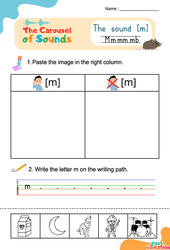 Le son [m] - Phonologie anglaise - Carousel of Sounds - Vidéo interactive + Fiche : 3eme Maternelle, [Primaire] - PDF à imprimer