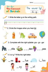 Le son [g] - Phonologie anglaise - Carousel of Sounds - Vidéo interactive + Fiche : 3eme Maternelle, [Primaire] - PDF à imprimer