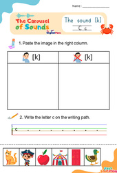 Le son [k] - Phonologie anglaise - Carousel of Sounds - Vidéo interactive + Fiche : 3eme Maternelle, [Primaire] - PDF à imprimer