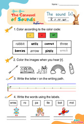 Le son [r] - Phonologie anglaise - Carousel of Sounds - Vidéo interactive + Fiche : 3eme Maternelle, [Primaire] - PDF à imprimer