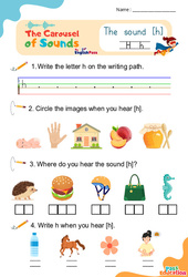 Le son [h] - Phonologie anglaise - Carousel of Sounds - Vidéo interactive + Fiche : 3eme Maternelle, [Primaire] - PDF à imprimer