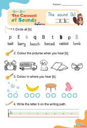 Le son [b] - Phonologie anglaise - Carousel of Sounds - Vidéo interactive + Fiche : 3eme Maternelle, [Primaire] - PDF à imprimer