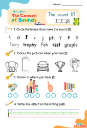 Le son [f] - Phonologie anglaise - Carousel of Sounds - Vidéo interactive + Fiche : 3eme Maternelle, [Primaire] - PDF à imprimer